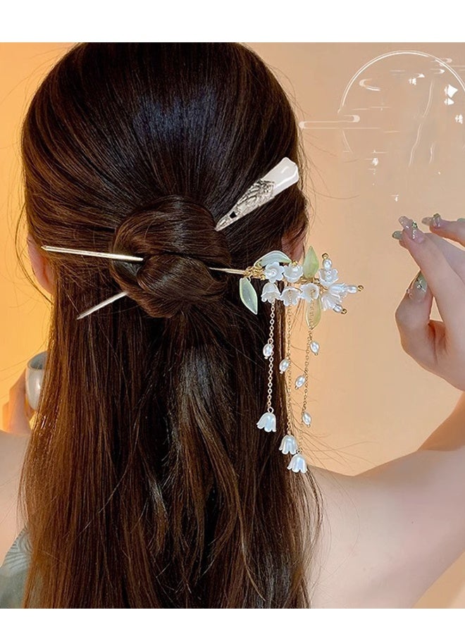 Happy D 3-piece tassel hair clip set, women's lantern hair accessories, cattail orchid - Image 2